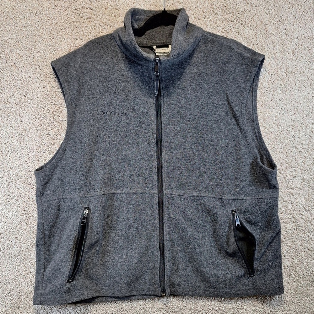 Columbia‎ Fleece Vest Mens XL Gray Full Zip WM1480 Gorpcore Hiking Outdoor Warm